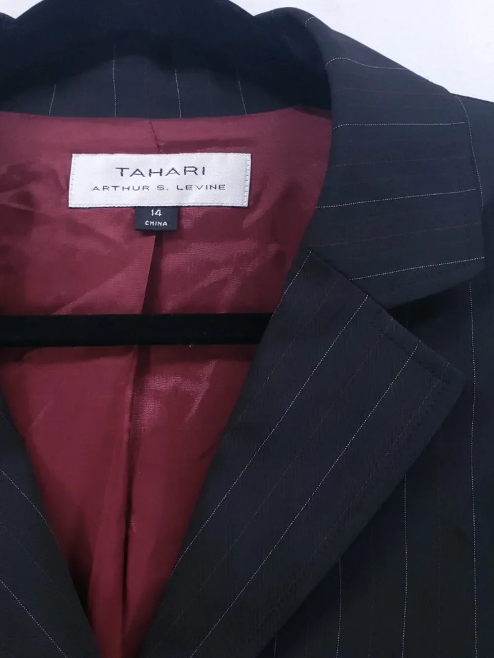 Tahari Arthur S. Striped Blazer Jacket Size 14 Two Button Business Office Black